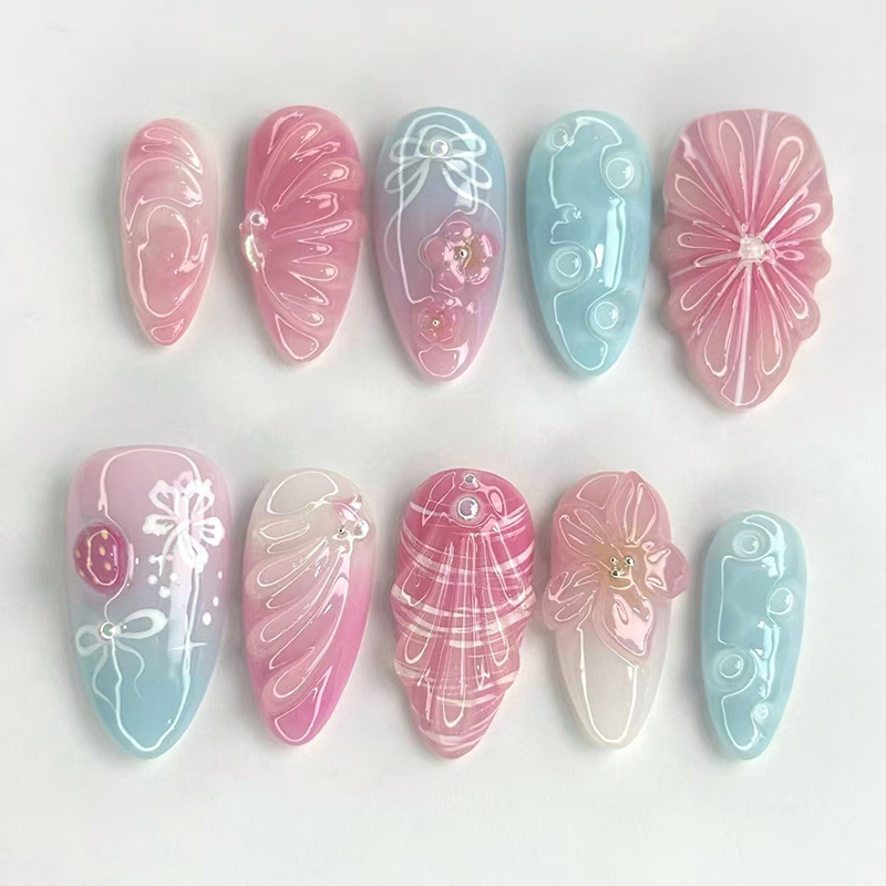 Pastel 3D Flower Press-On Nails by Winails