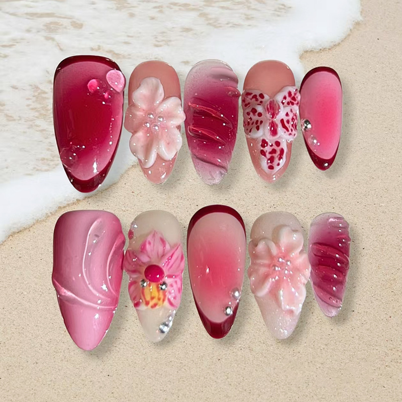 Pink Floral Gradient Press-On Nails by Winails