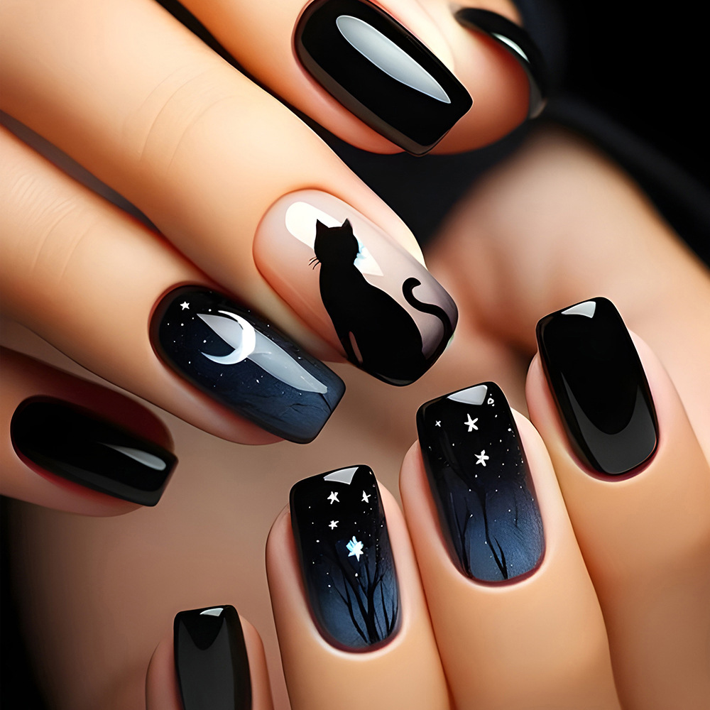 Black Cat Moon Classic Press-On Nails by Winails