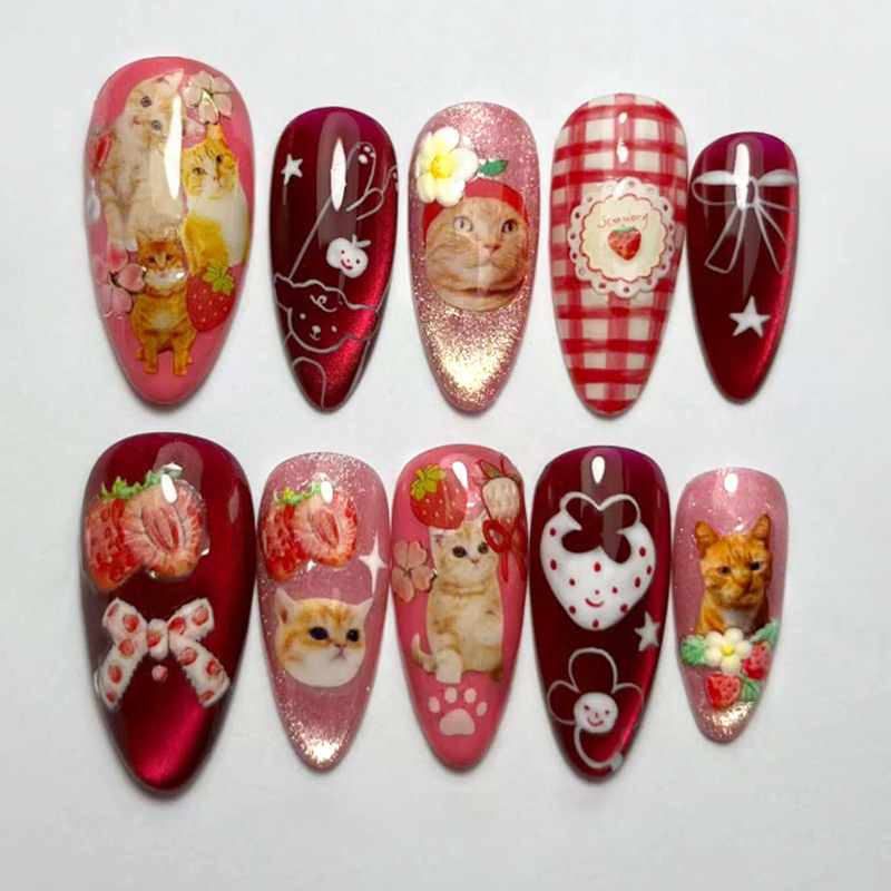 Strawberry Cat Art Classic Press-On Nails by Winails