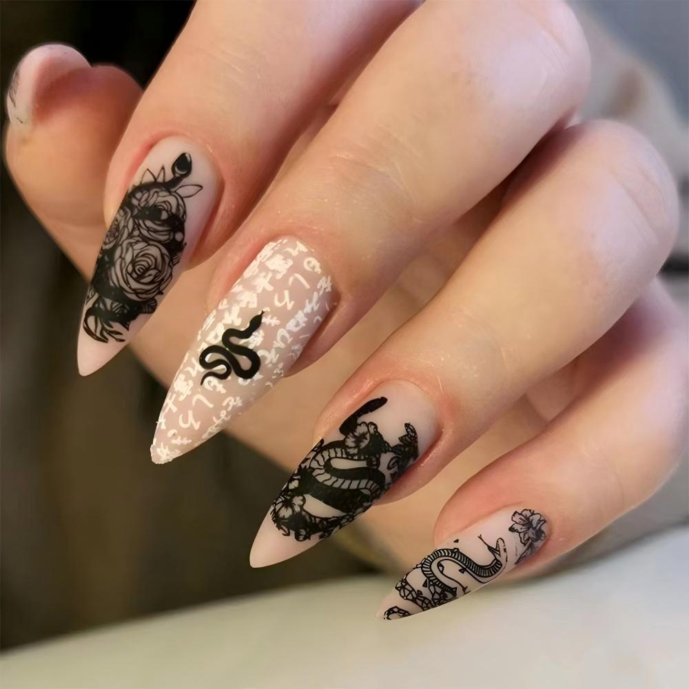 Gothic Snake Rose Classic Press-On Nails by Winails
