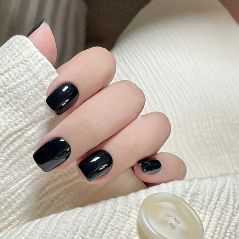 Solid Black Square Classic Press-On Nails by Winails