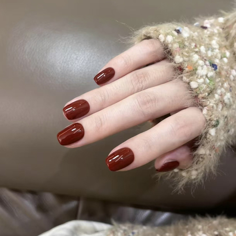 Luxury Burgundy Square Classic Press-On Nails by Winails