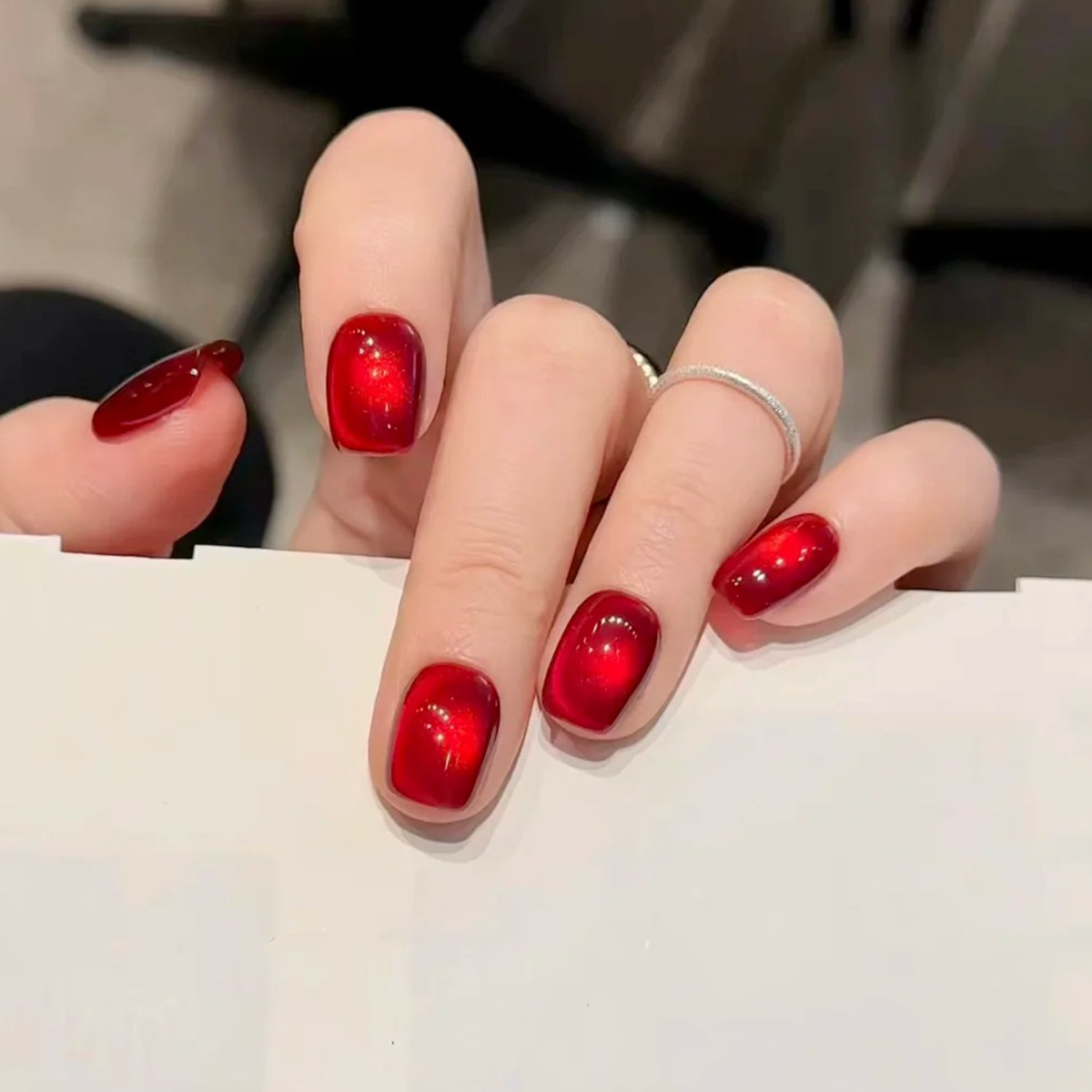 Glossy Burgundy Round Classic Press-On Nails by Winails