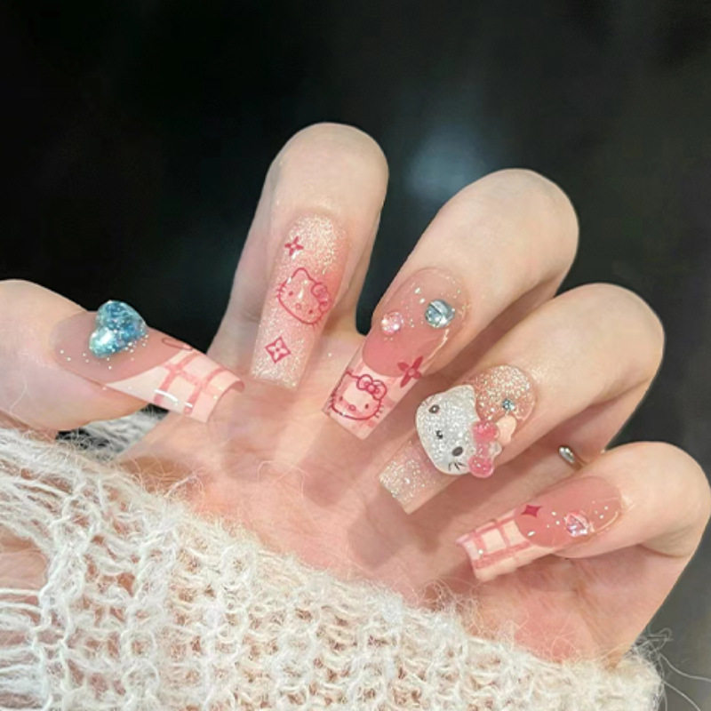 Checkerboard Cat Classic Press-On Nails by Winails