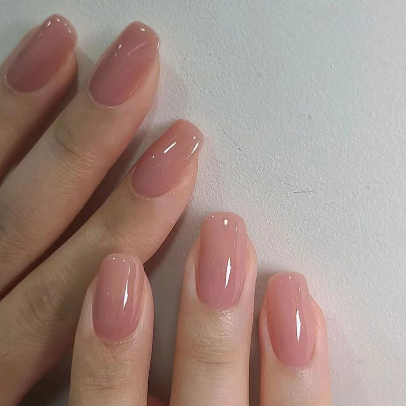 Sheer Nude Jelly Finish Short Square Press-On Nails by Winails