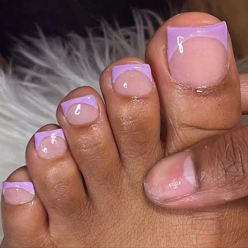 Pastel Lavender French Tip Toenail Set Classic Press-On Nails by Winails