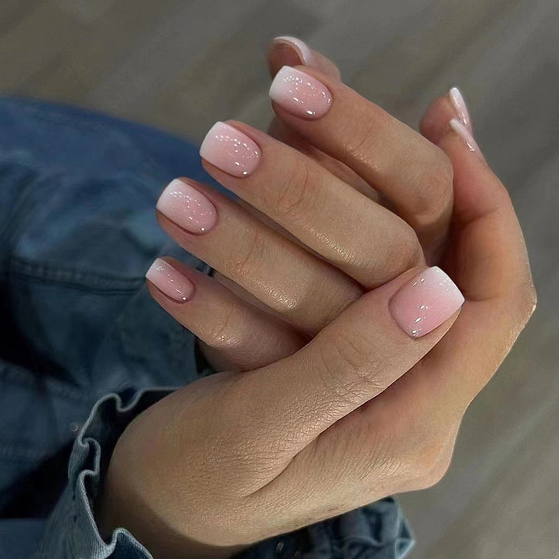 Minimalist Pink Ombre with Sparkle Accents Classic Press-On Nails by Winails